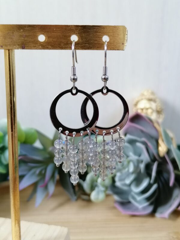 boucles d'oreilles fait main acier inoxydable labradorite protection intuition imagination