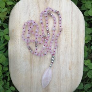 Mala Quartz rose douceur – inspiration tibétain