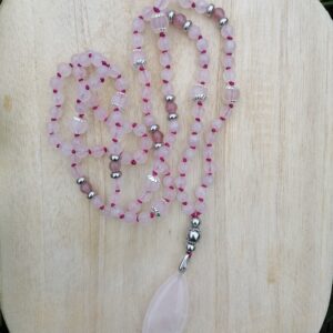 Mala Quartz rose douceur – inspiration tibétain